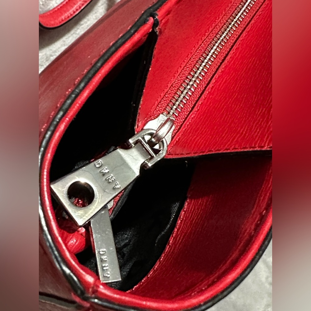 DKNY Red Leather Tote Bag - Picture 6 of 13